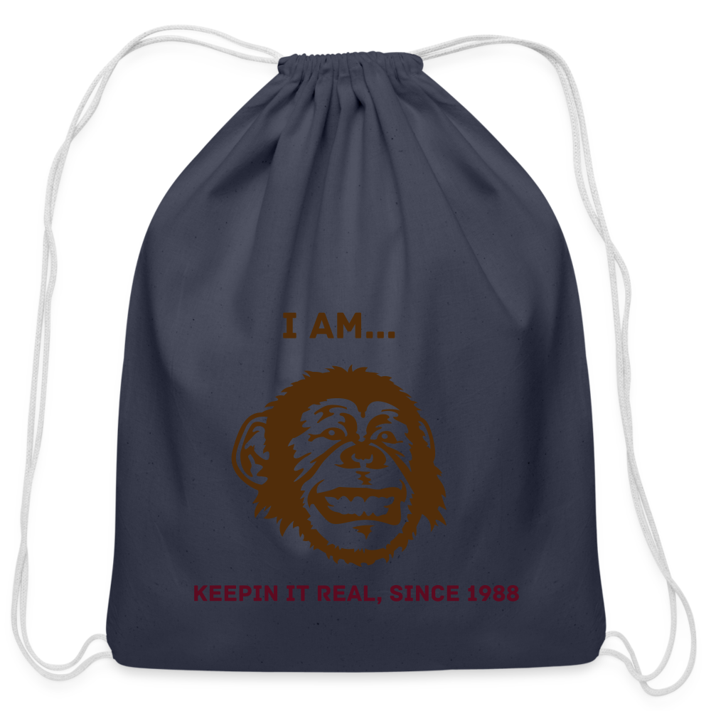 I AM... Cotton Drawstring Bag - navy