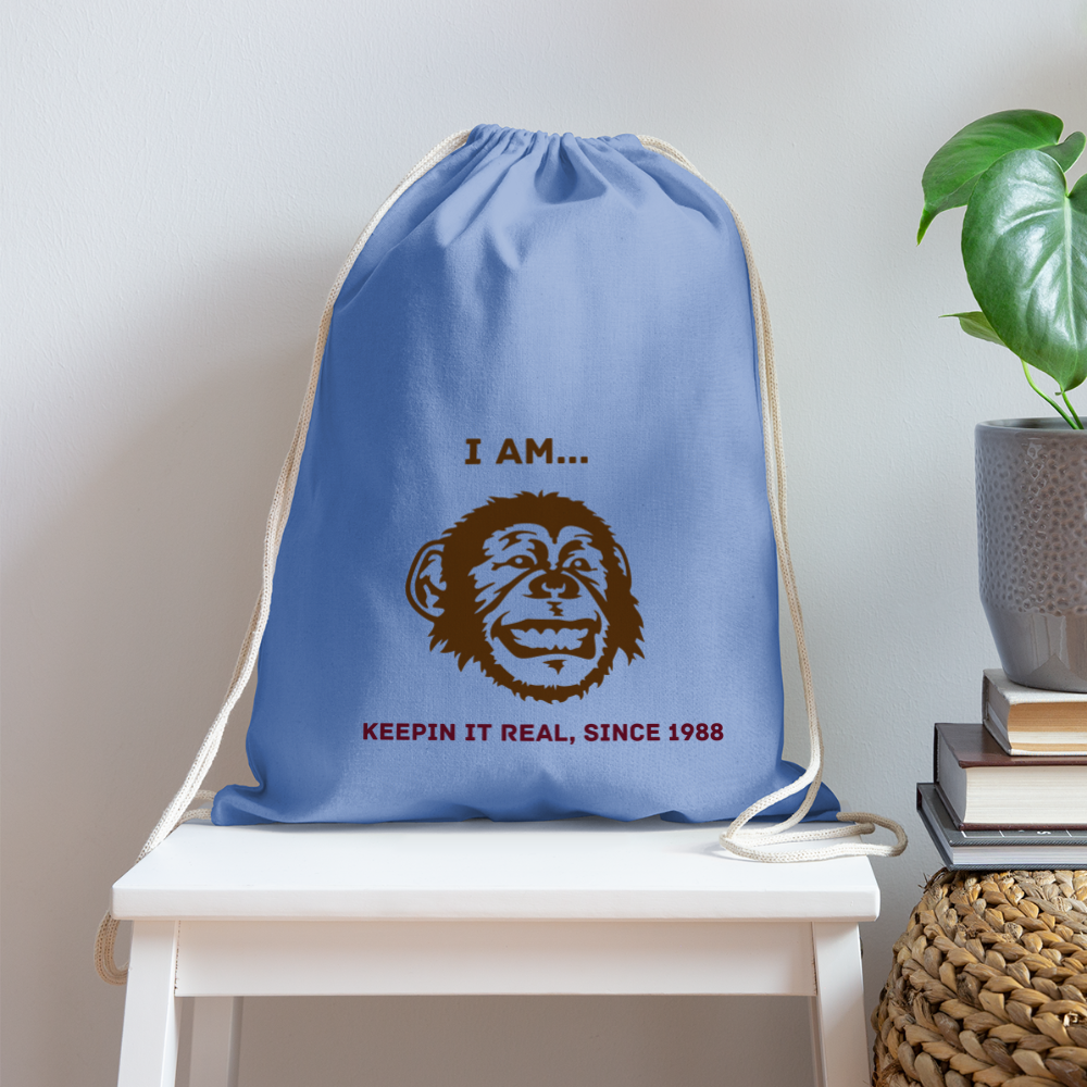 I AM... Cotton Drawstring Bag - carolina blue