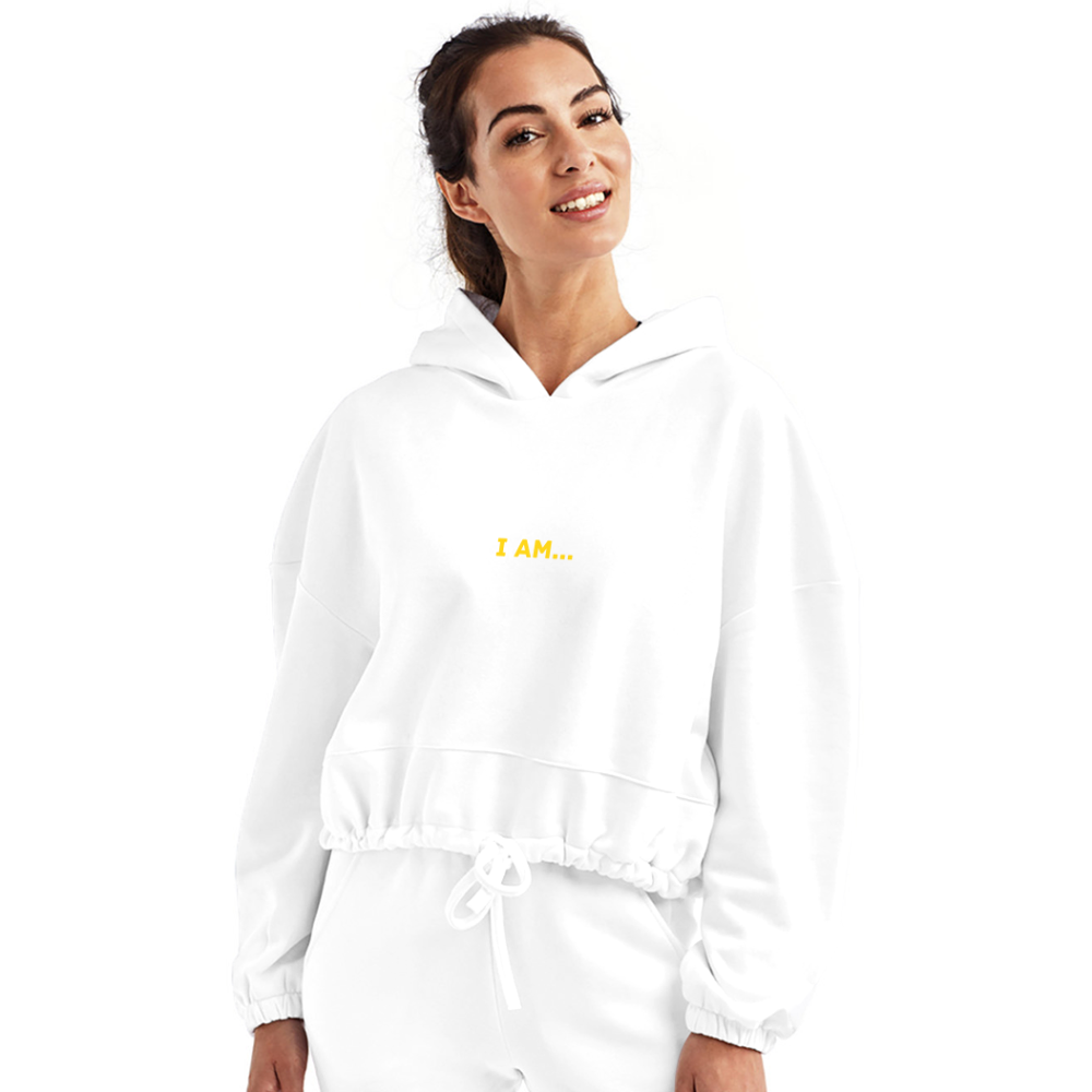 I AM... Women’s Cropped Hoodie - white